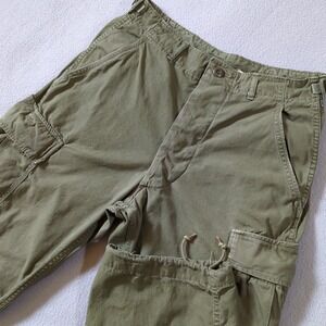 Vintage US Military Combat Tropical Trousers Olive Green Poplin Small